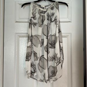 Grey and White Floral Halter Neck top